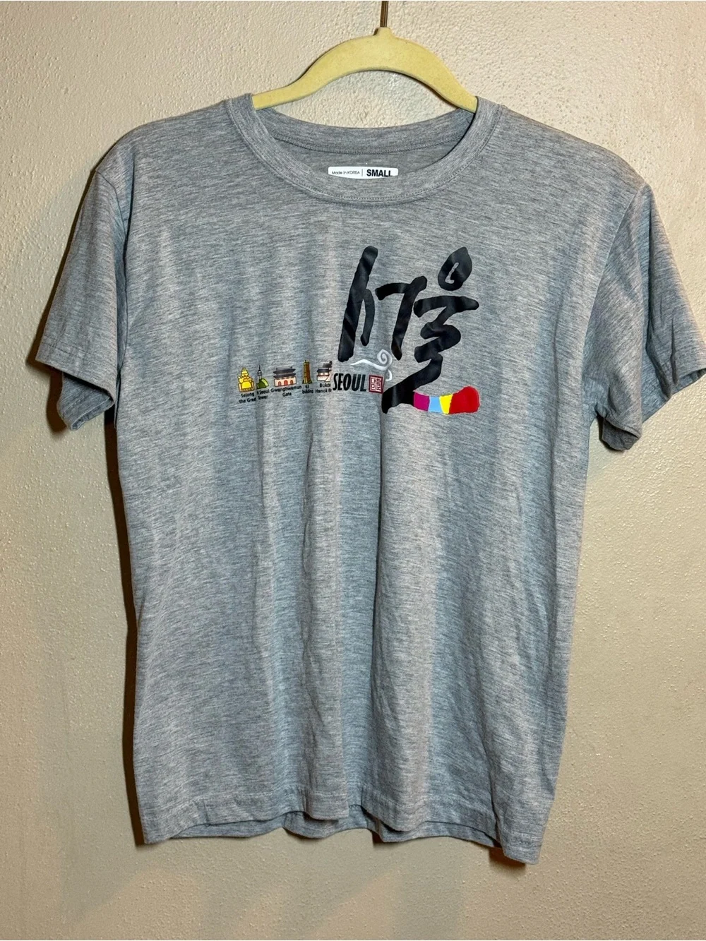 Seoul South Korea Korean Hangeul Landmark Gray T-Shirt Sz Sm